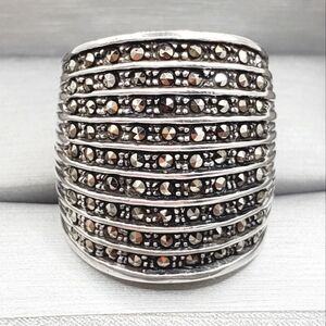 Marcasite 925 Sterling Silver 9 Row Statement Ring